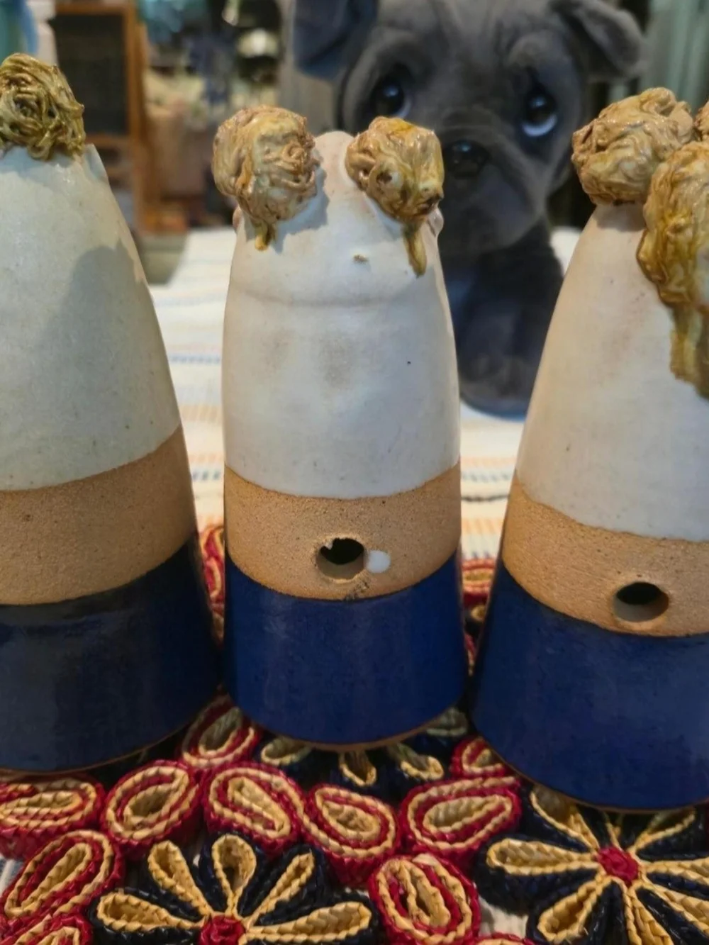 Vintage, Endleman,Ceramic Pepper Shaker - Blue & Cream Novelty